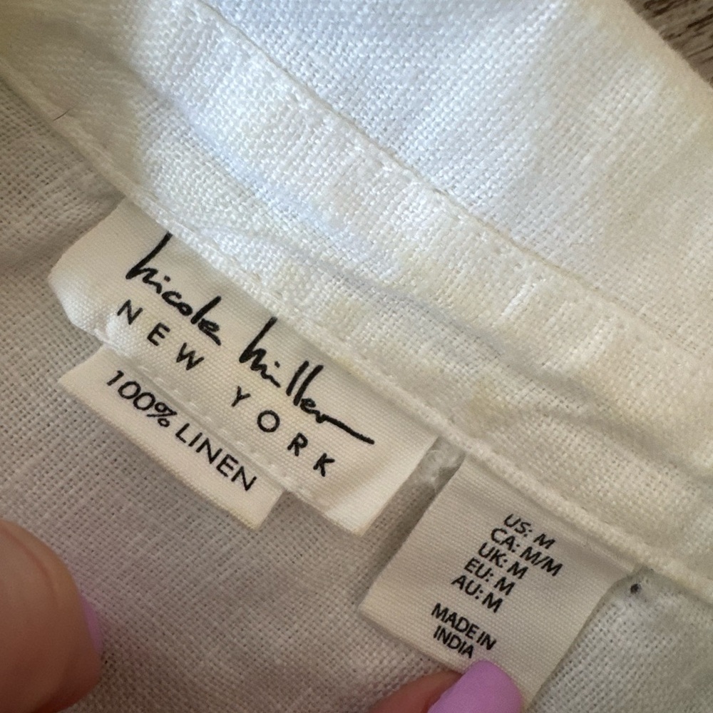 Nicole Miller 100% Linen White Button-Up Jacket, Like New - Picture 6 of 11